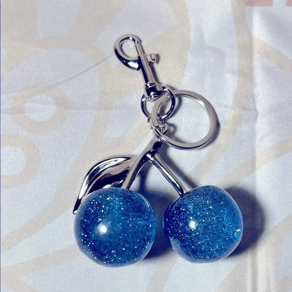 Sparkling Blue Cherry Keychain